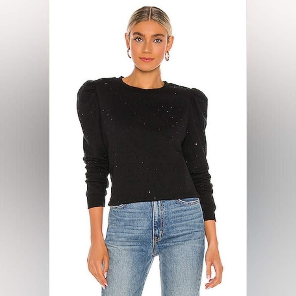 Generation Love Black Tara Jeweled Puff Sleeve Sweater Size Xs Very Gently Used
